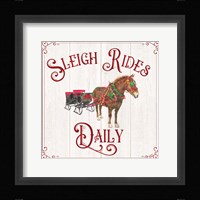 Vintage Christmas Signs V-Sleigh Rides Framed Print
