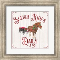 Vintage Christmas Signs V-Sleigh Rides Fine Art Print