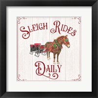 Vintage Christmas Signs V-Sleigh Rides Framed Print