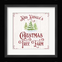 Vintage Christmas Signs VI-Tree Farm Framed Print