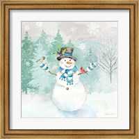 Let it Snow Blue Snowman I Fine Art Print