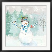 Let it Snow Blue Snowman I Fine Art Print