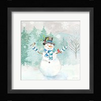 Let it Snow Blue Snowman I Framed Print