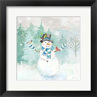 Let it Snow Blue Snowman I Framed Print