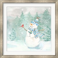 Let it Snow Blue Snowman II Fine Art Print