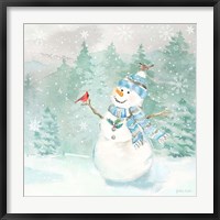 Let it Snow Blue Snowman II Fine Art Print