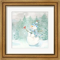 Let it Snow Blue Snowman II Fine Art Print