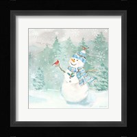 Let it Snow Blue Snowman II Fine Art Print