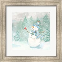 Let it Snow Blue Snowman II Fine Art Print