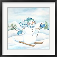 Let it Snow Blue Snowman III Fine Art Print
