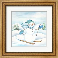 Let it Snow Blue Snowman III Fine Art Print