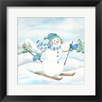 Let it Snow Blue Snowman III Framed Print