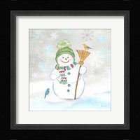 Let it Snow Blue Snowman IV Framed Print