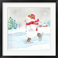Let it Snow Blue Snowman V Fine Art Print