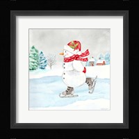 Let it Snow Blue Snowman V Framed Print