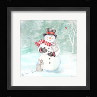 Let it Snow Blue Snowman VI Framed Print