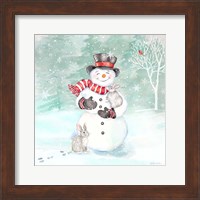 Let it Snow Blue Snowman VI Fine Art Print