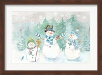 Let it Snow Blue Snowman landscape Fine Art Print