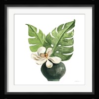 Tropical Leaves II on White Framed Print