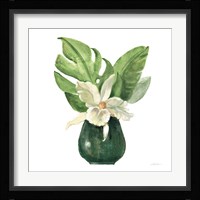 Tropical Leaves I on White Framed Print