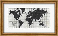 Black Gild World Map I Crest Fine Art Print