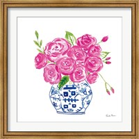 Chinoiserie Roses on White II Fine Art Print