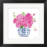 Chinoiserie Roses on White II Fine Art Print