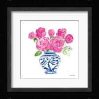 Chinoiserie Roses on White I Framed Print