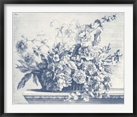 Navy Basket of Flowers II Fine Art Print