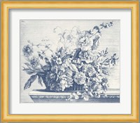 Navy Basket of Flowers II Fine Art Print