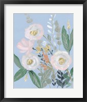 Spring Bouquet on Blue I Framed Print