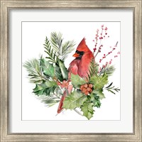 Cardinal Holly Christmas I Fine Art Print