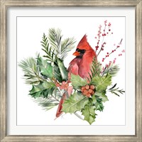 Cardinal Holly Christmas I Fine Art Print