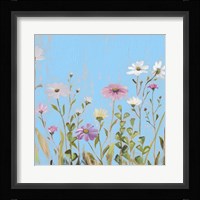 Wild Flowers on Cerulean I Framed Print