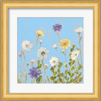 Wild Flowers on Cerulean III Fine Art Print