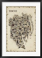 Antique Iconic Cities-Tokyo Fine Art Print