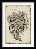 Antique Iconic Cities-Tokyo Fine Art Print