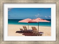 Beach Umbrellas On Grace Bay Beach, Turks And Caicos Islands, Caribbean Fine Art Print