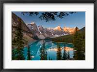 Alberta, Banff National Park, Moraine Lake At Sunrise Framed Print