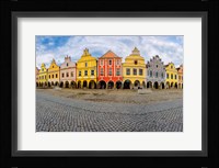 Czech Republic, Telc Panoramic Of Colorful Houses On Main Square Fine Art Print