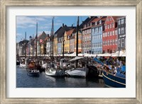 Colorful Buildings, Boats And Canal, Denmark, Copenhagen Fine Art Print