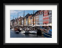 Colorful Buildings, Boats And Canal, Denmark, Copenhagen Fine Art Print
