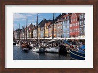 Colorful Buildings, Boats And Canal, Denmark, Copenhagen Fine Art Print