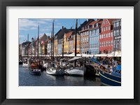 Colorful Buildings, Boats And Canal, Denmark, Copenhagen Fine Art Print