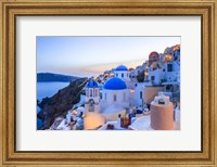 Greece, Santorini, Oia Sunset On Coastal Town Fine Art Print