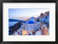 Greece, Santorini, Oia Sunset On Coastal Town Fine Art Print