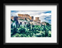 Acropolis, Green Trees, Hill From Agora Temple Of Athena Nike Propylaea, Athens, Greece Fine Art Print