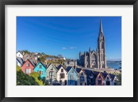 Deck Of Card Houses With St Colman's Cathedral In Cobh, Ireland Framed Print