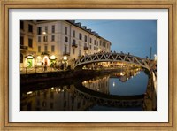 Italy, Lombardy, Milan Historic Naviglio Grande Canal Area Known For Vibrant Nightlife Fine Art Print