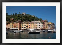 Italy, Province Of Genoa, Portofino, Fishing Village On The Ligurian Sea, Pastel Buildings Overlooking Harbor Fine Art Print
